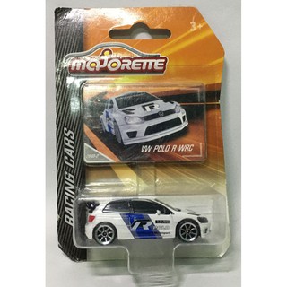 รถเหล็ก Majorette Volkswagen Polo r wrc no.1 สีขาดคาดน้ำเงิน กระจกดำ