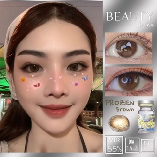 คอนแทคเลนส์ Frozen Brown โฟรเซน-น้ำตาล (Beautylens)เลนส์อั้มค่าอมน้ำ55% สายตา 50-1000