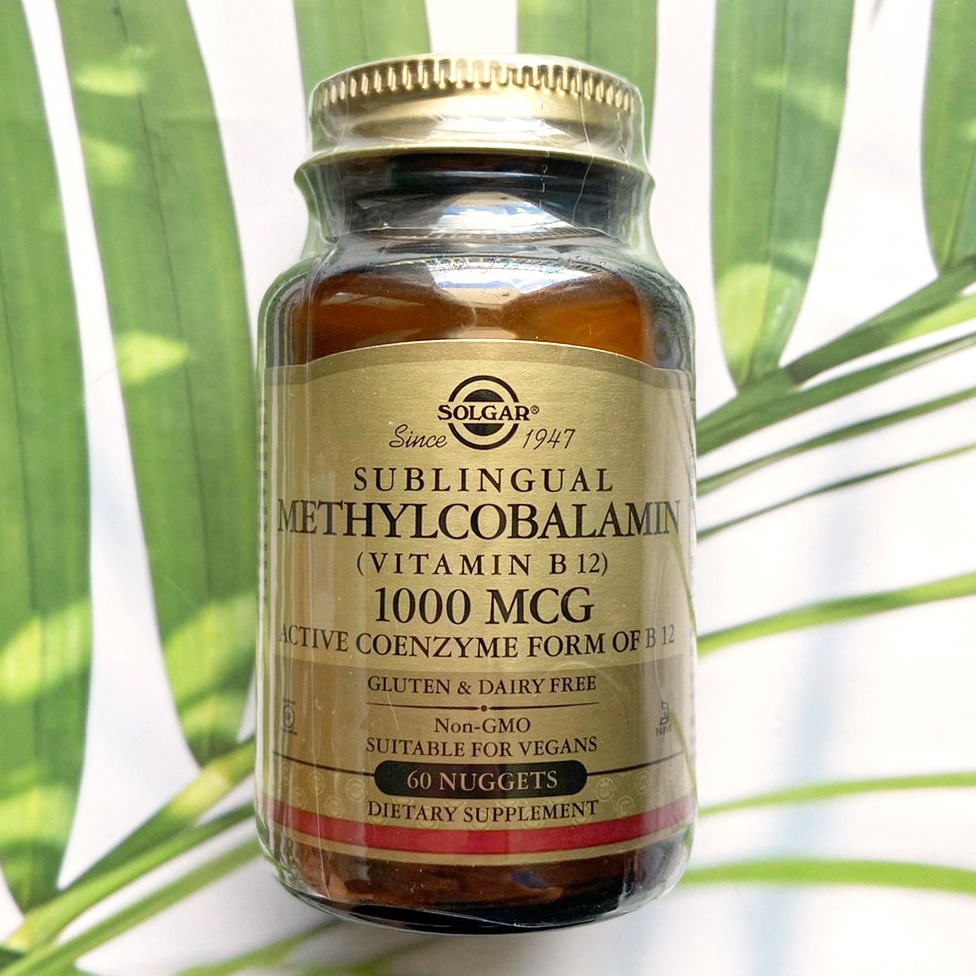 วิตามิน B12 Methylcobalamin 1,000 mcg แบบอมใต้ลิ้น 60 Nuggets (Solgar®)