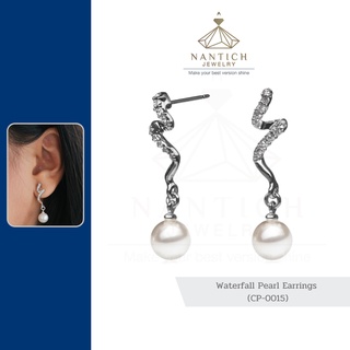 💎👩🏻‍⚕️ [เครื่องประดับ | ปลอดภัย] ต่างหู คนแพ้ง่าย : Waterfall Pearl Earrings (CP-0015) Nantich Jewelry