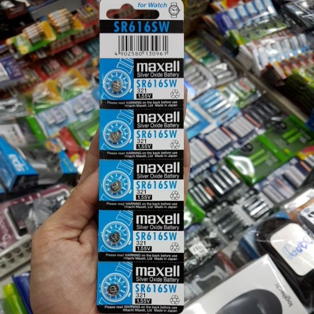 ถ่านกระดุม Maxell SR616SW, 321 1.55V 1แพค 5ก้อน ของใหม่ ของแท้