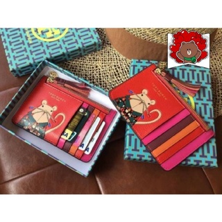 📮@820.-🔥🔥SUMMER SALE (ลดอีก 7 %)🔥🔥💯Tory Burch Rita The Rat Top-zip Card Case