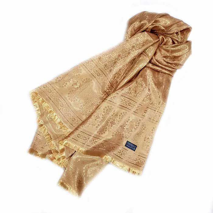 ผ้าพันคอ Sarong Thai Silk Scarf - Gold