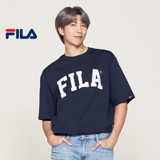 เสื้อยืด ผ้าฝ้าย พิมพ์ลายโลโก้ BTS FILA สําหรับผู้ชาย และผู้หญิง