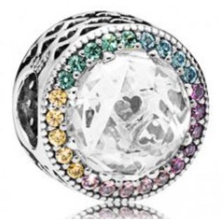 VANAN 925 Radiant Hearts Charm, Clear Crystal & Multi Color CZ