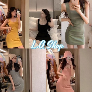 L.A Shop ​*​พร้อมส่ง ชุดเดรสไหมพรมผ้านิ่มใส่สบายสุด สีพื้นใส่สบายผ้ายืดอย่างดี "80037" -C