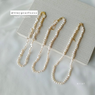 สร้อยไข่มุกแท้ Classic Pearl Necklace ไข่มุกน้ำจืด Nanala Mixx มุกเคชิ รวมแบบสร้อยมุก Tinypearlxoxo N1187