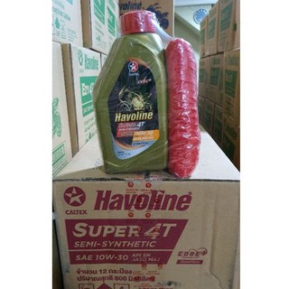 น้ำมันเครื่อง 4T Caltex Havoline Super Semi-synthetic SAE10W-30 ขนาด 0.8L (ยกลัง)