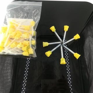 100PCS 1:1 Dental Materials Dentist yellow Silicone Rubber Gun yellow Mixing tip 4.2 mm Disposable Silicone Rubber Mixing Head