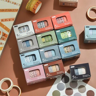 Washi tape | เทปเนื้อกระดาษ 5 ม้วน | เทปวาชิ เทปตกแต่ง DIY Masking tape