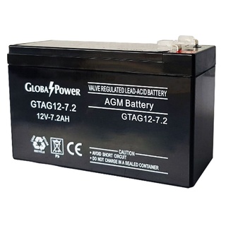 แบตเตอรี่เครื่องสำรองไฟ GPW-GTAG12-7-2 ประกัน 2 ปี Global power battery 12v7.2ah แบตเตอรี่สำรองไฟ ที่เก็บไฟสำรอง