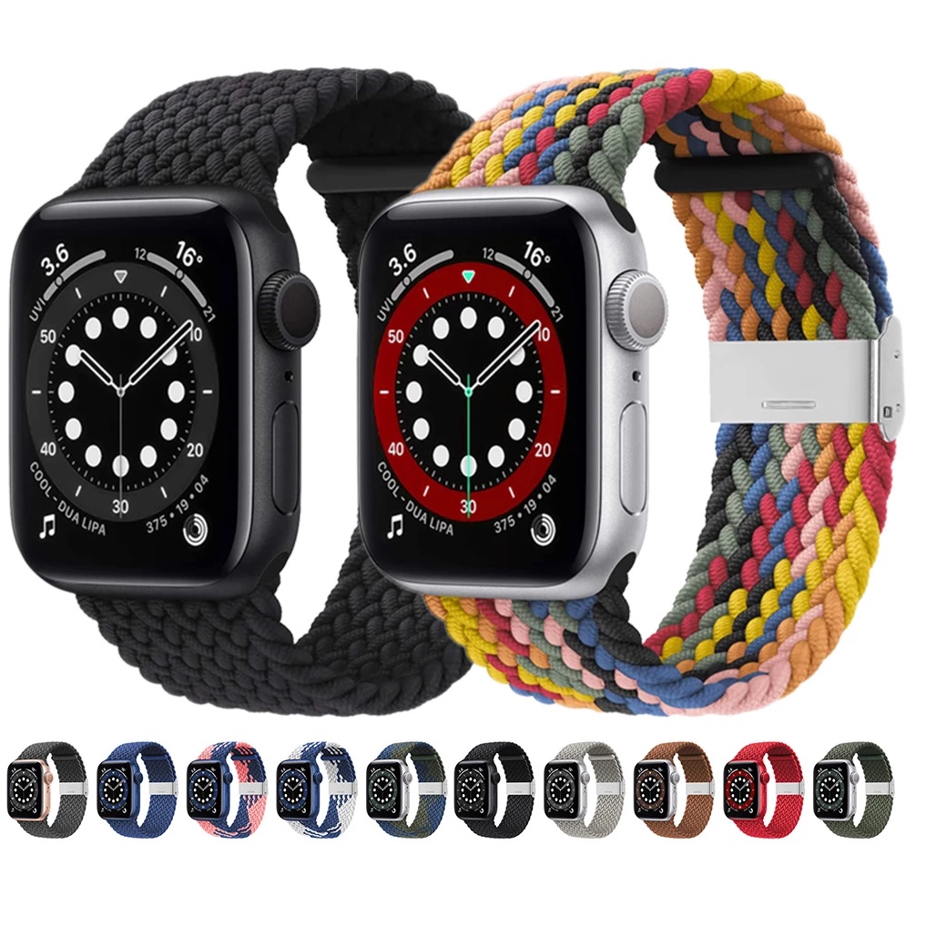 สายนาฬิกาข้อมือไนล่อนถัก พร้อมหัวเข็มขัด แบบเปลี่ยน สําหรับ Apple Watch iWatch Series 7 6 5 4 3 2 Ap