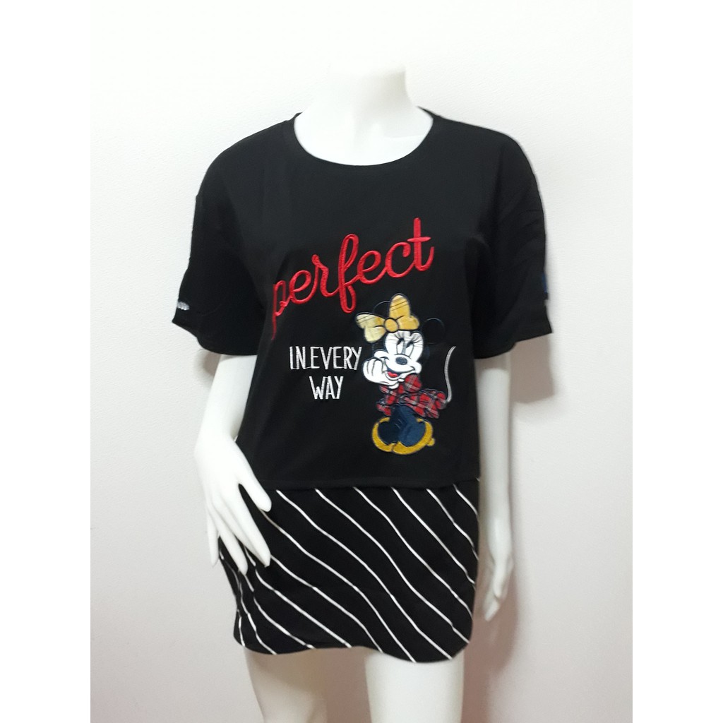 H036BK เสื้อยืด VIVI สีดำ ไซส์ XXL  รอบอก 46 นิ้ว รอบเอว 44 นิ้ว รอบสะโพก 46 นิ้ว