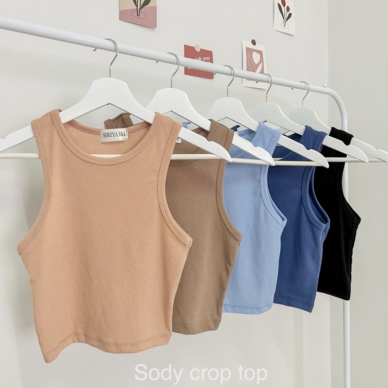 (ฉลองเปิดร้านใหม่✨)SIRIYA bkk - Sody Crop Top เสื้อกร้ามครอปร่องเล็ก (พร้อมส่ง5สี)
