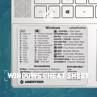 Amerteer Windows Keyboard Reference Shortcut Cheat Sheet Sticker Easy Remove Water Proof Sticker