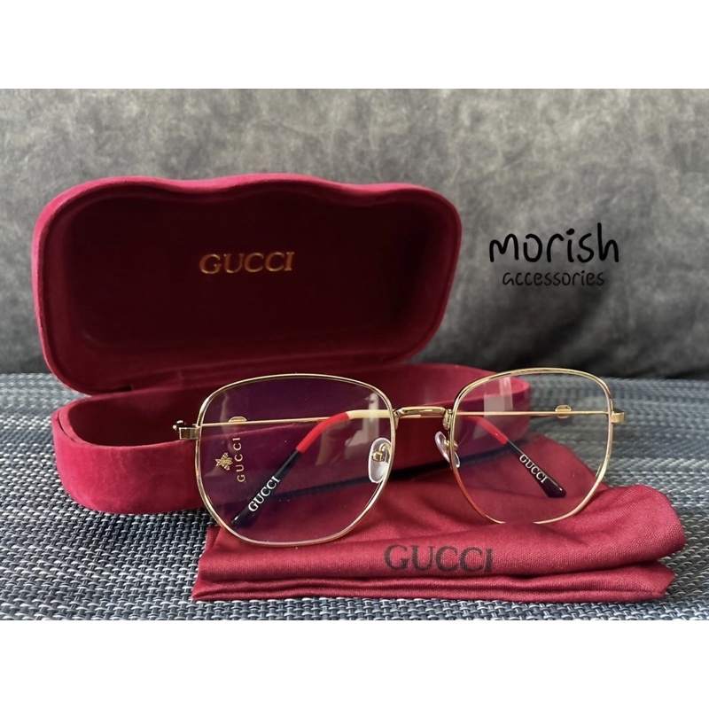 แว่นตา GUCCI กล่อง ซองผ้า ผ้าเช็ดแว่น อุปกรณ์ครบ[มีของพร้อมส่ง]