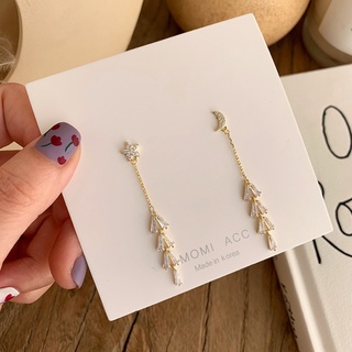 "CML" S925 silver needle net red tide long tassel earrings female south Korea east gate exquisite temperament star moon earrings