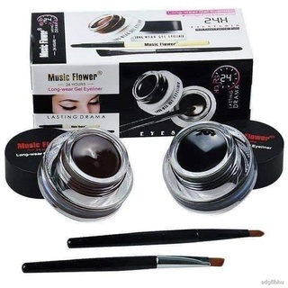 ☜❡เจลเขียนคิ้ว เจลอายไลเนอร์ 2ตลับกันน้ำ24ชม Music Flower 24 Hours Longwear Gel Eyeliner ที่เขียนคิ้ว อายไลเนอร์