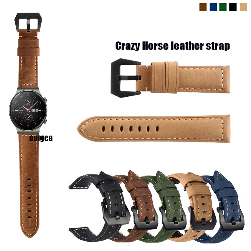 สายนาฬิกาข้อมือ สายหนังวัวแท้ แต่งหัวเข็มขัด สีดํา สําหรับ Huawei Watch GT5 GT4 46 มม. GT3 SE GT2 Pro GT 2e 2 3 Buds