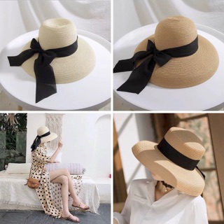 หมวกสานปีกกว้าง Boater Hat สไตล์เกาหลี ทรงใหม่ ได้ลุคไฮโซสุดๆ