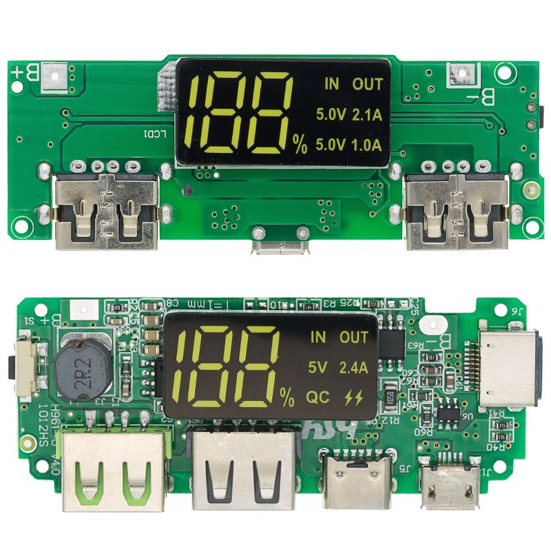 แผงโมดูลพาวเวอร์แบงค์ Led Dual Usb 5V 2.4A Micro/Type-C Usb 18650 สําหรับชาร์จแบตเตอรี่