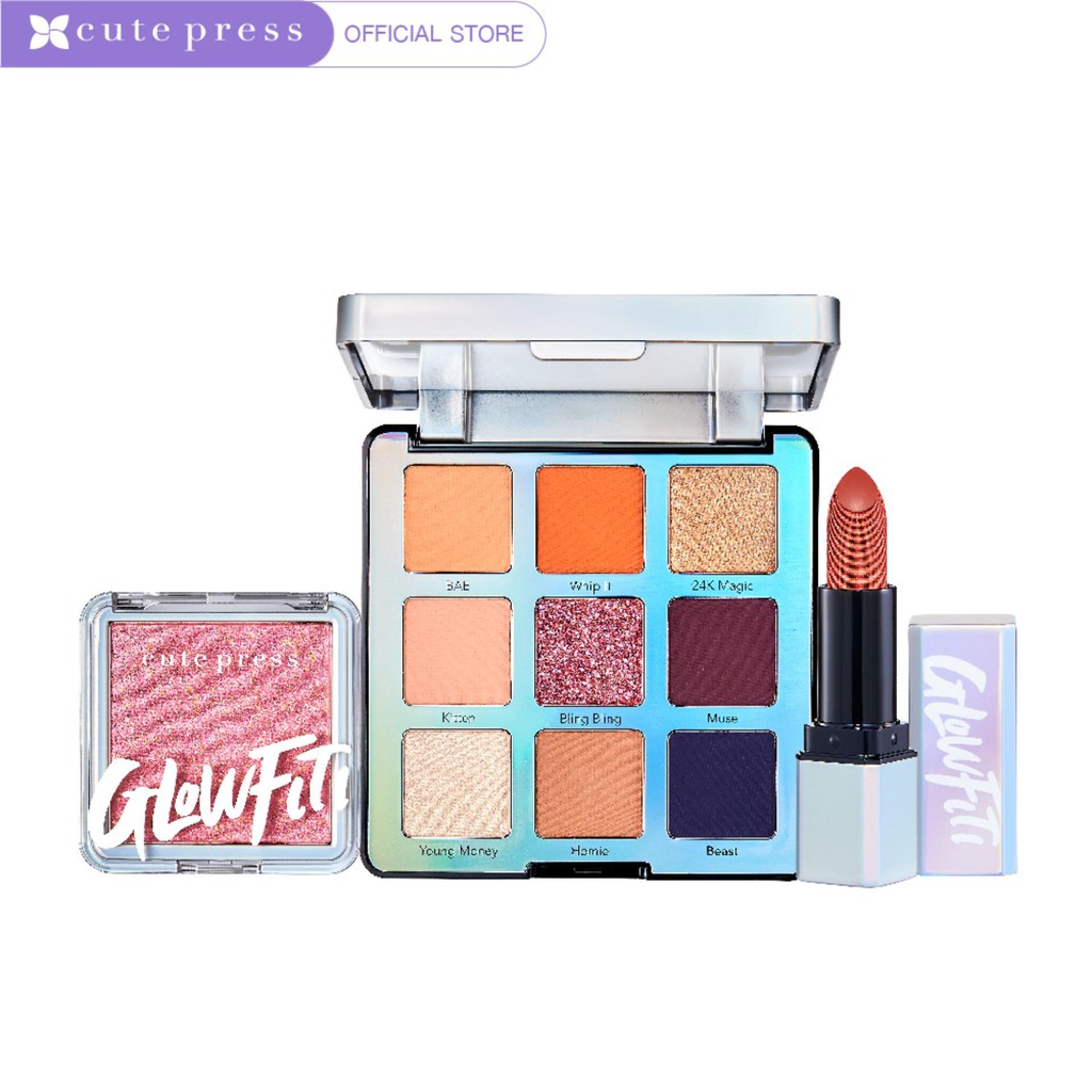 CUTE PRESS GLOWFITI SET (EYESHADOW + LIPSTICK + BLUSH )