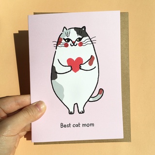 การ์ดอวยพร น่ารัก พร้อมซอง การ์ดบอกรัก การ์ดวันแม่ ลายแมว รุ่น Best Cat Mom แบรนด์ Chonky Goods Mothers Day Cat Card