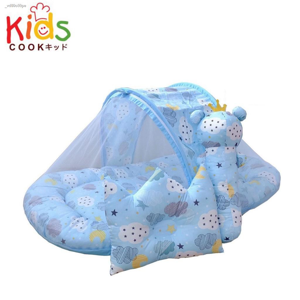 ▨Kidscook ที่นอนเด็กพร้อมมุ้งครอบ  cotton100% ที่นอนเด็กแรกเกิด ที่นอนเด็กอ่อน ที่นอนรังผึ้ง เบาะนอนเด็ก มุ้งเด็ก เปลเด็