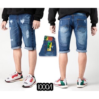 (28”-42”)JpJeans กางเกงยีนส์ขาสั้นผู้ชาย ยาวสามส่วน สียีนฟอกแต่งขาด