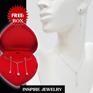 Inspire Jewelry ชุดเซ็ทสร้อยคอพร้อมจี้เพชรCZ เพชรสวยเกรด AAA++ เพชรวิ้งเจิดจรัส  size 7min รูปหยดน้ำ