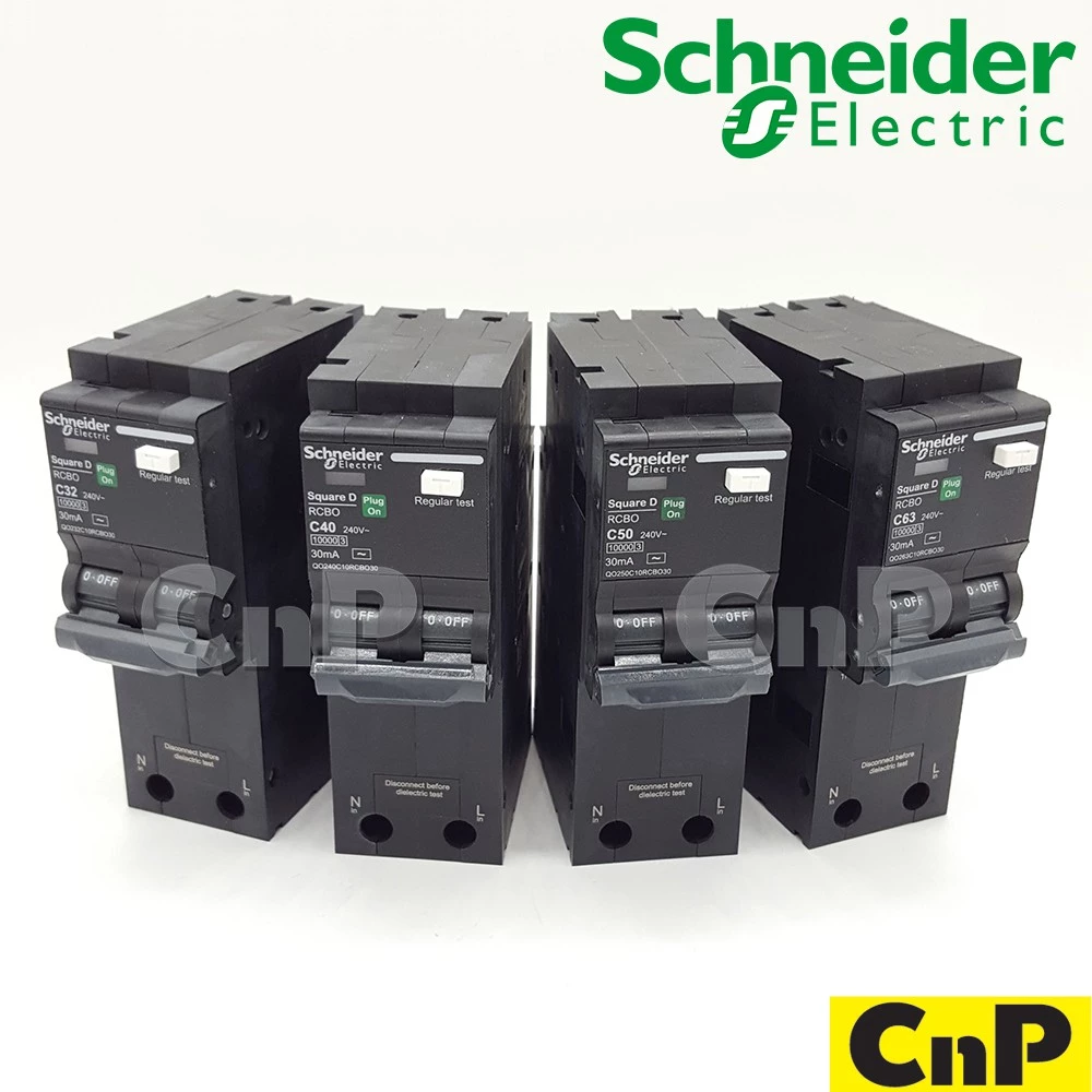 Schneider เมนเซอร์กิตเบรกเกอร์ กันดูด RCBO Main Circuit Breaker 2P 32A - 63A ชไนเดอร์ รุ่น QOvs-RCBO