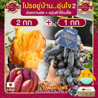 โปรอุ่นใจ 2 มันหวานญี่ปุ่น 2 กก. + องุ่นไร้เมล็ด 1 กก. แถมฟรี อัลมอนด์ 100 กรัม มันหวาน มันญี่ปุ่นแท้ องุ่น ผลไม้นำเข้า