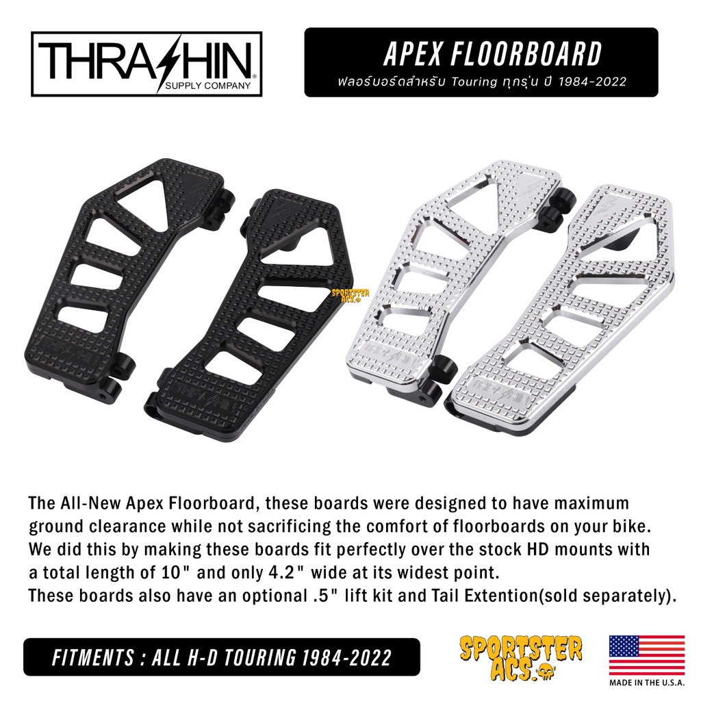 Thrashin Supply - Apex Floorboard ฟลอร์บอร์ดสำหรับ Harley Touring Road Glide Street Glide Ultra King