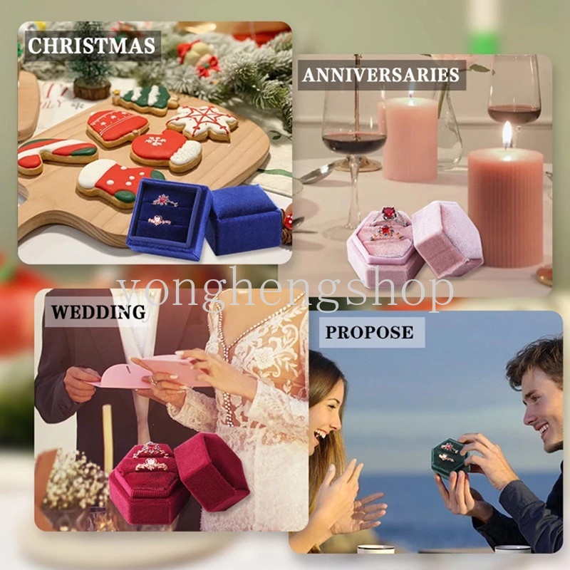 กล่องเก็บเครื่องประดับ แหวน ต่างหู แหวน บุกํามะหยี่ สไตล์โรแมนติก สําหรับงานแต่งงาน - รูปที่ 4