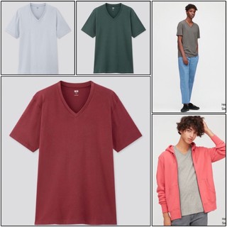 เสื้อคอวี UNIQLO MEN Suplma Cotton แขนสั้น