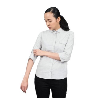 Han&amp;Co.M.Grey 3/4 Sleeve Shirt-Grey เสื้อเชิ้ตแขน3/4สีGrey(สีเทา) (Women)