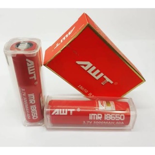 แดง ถ่านชาร์จ AWT IMR18650 3000mAh 40A ของแท้ ตรวจสอบ code ได้