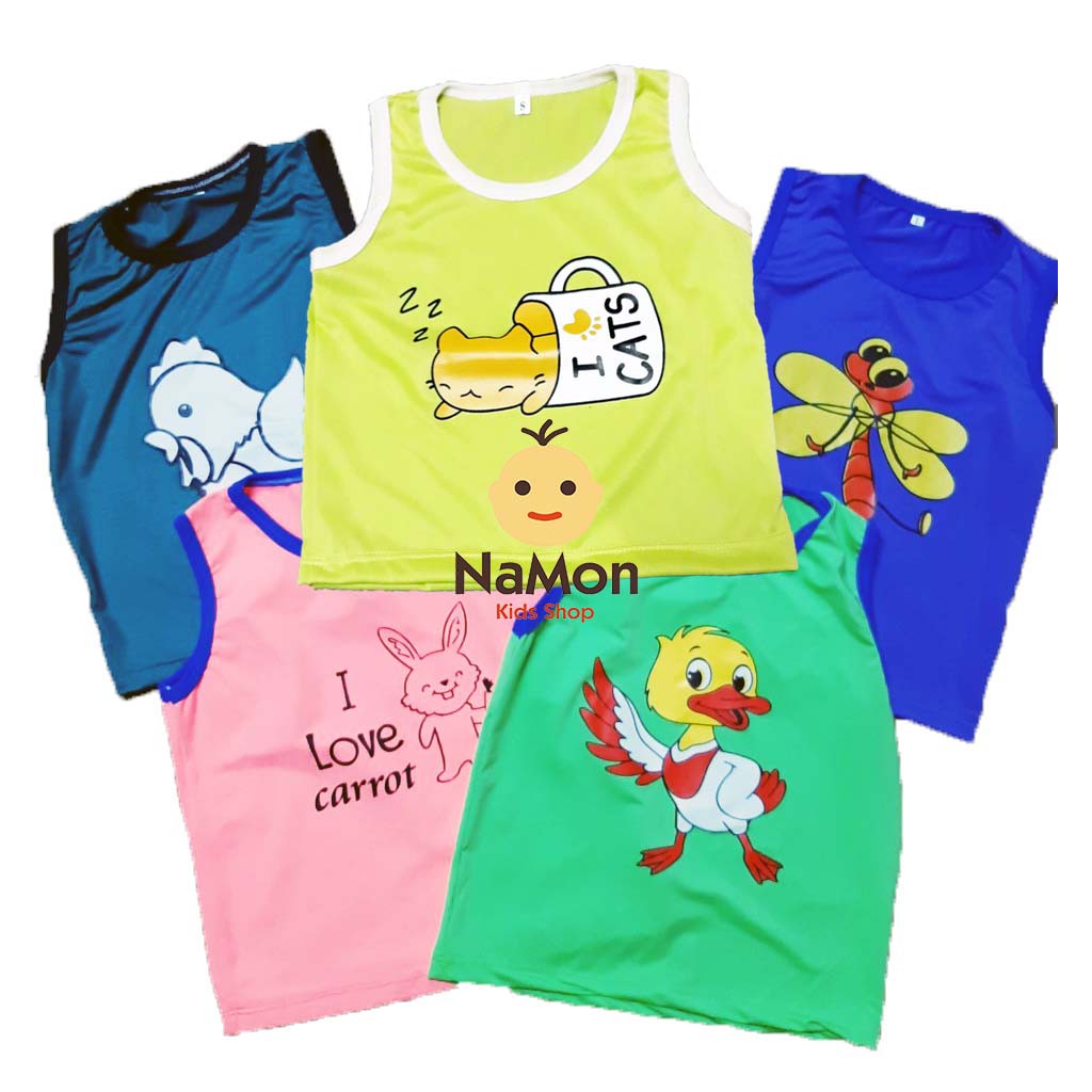 เสื้อกล้ามเด็ก ขายปลีก ราคาส่ง อายุ 1 - 9 ขวบ คละสีคละลาย ใส่สนุกไม่ซ้ำแบบ