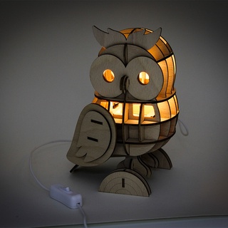 &gt;&gt;พร้อมส่ง&lt;&lt;จิ๊กซอว์ไม้ [JIGZLE Home] -- Owl Table Lamp