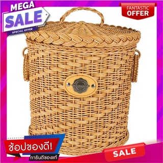 ตะกร้ากลมมีฝา MONARCH 29x29x28 ซม. สีน้ำตาล ตะกร้าผ้า BASKET WITH LID MONARCH NATURE 29X29X28CM อุปกรณ์จัดเก็บเสื้อผ้า