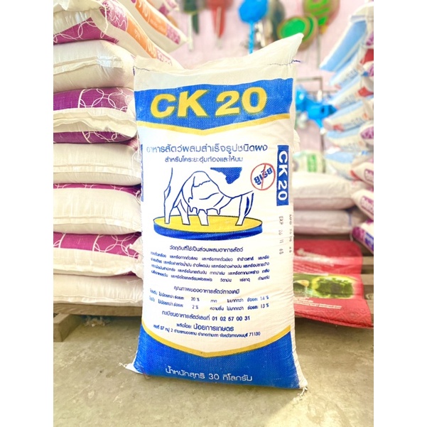 อาหารวัว CK20 สำหรับโคระยะอุ้มท้องเเละให้นม ชนิดผง (โปรตีน20%) กระสอบละ30กิโลกรัม