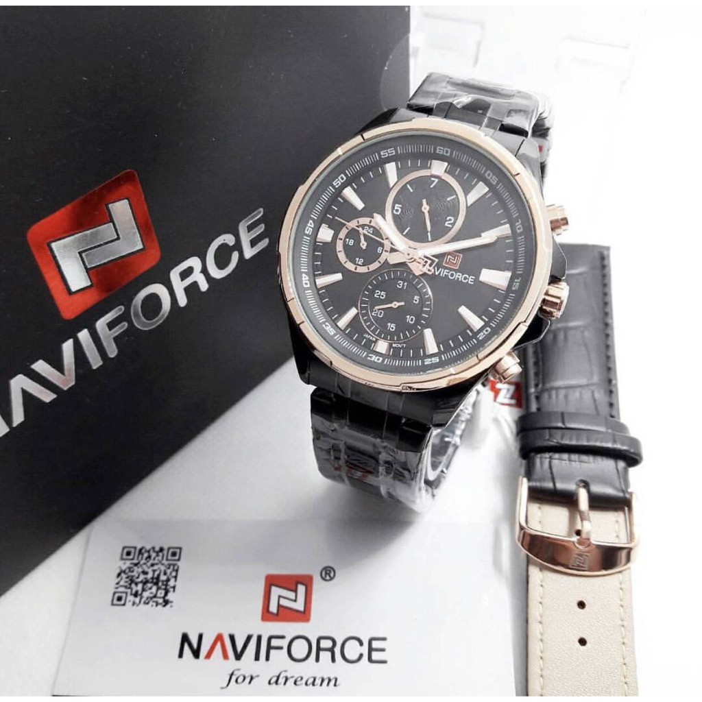 หรูหราในราคาเบาๆนาฬิกาข้อมือชาย กันน้ำ นาฬิกา naviforce แท้ รุ่นNF9089-RGB 2สาย สายแสตนเลสและสายหนัง ของแท้100%