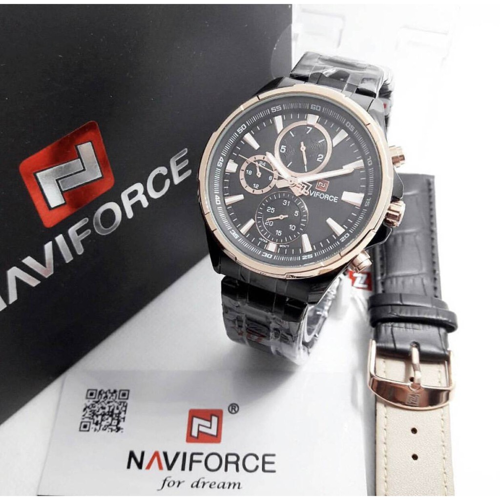หรูหราในราคาเบาๆนาฬิกาข้อมือชาย กันน้ำ นาฬิกา naviforce แท้ รุ่นNF9089-RGB 2สาย สายแสตนเลสและสายหนัง