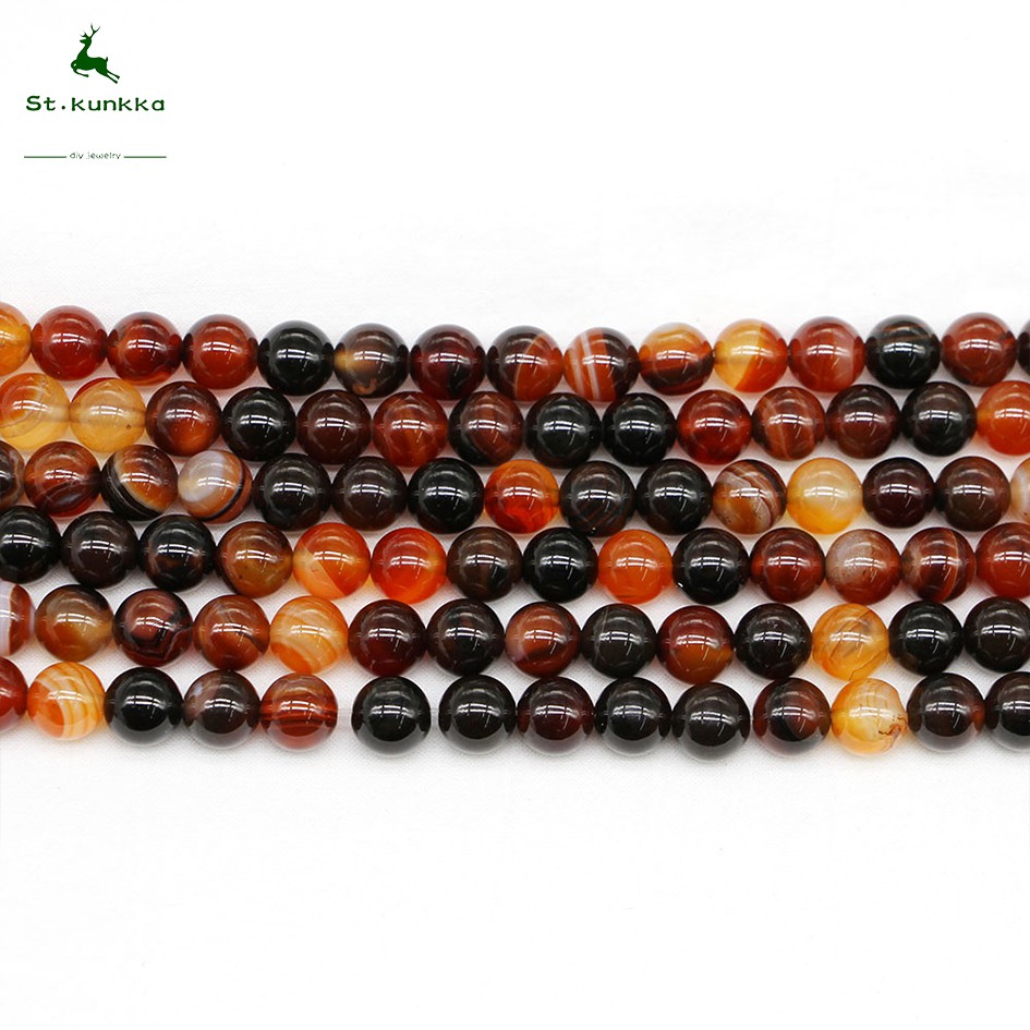 St.kunkka ลูกปัดหินธรรมชาติ Dream Agates ลูกปัดกลม (1 เส้น/ล็อต)