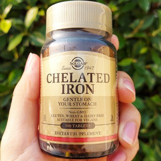 ธาตุเหล็ก Chelated Iron 100 Tablets (Solgar®) เสริมการผลิตเม็ดเลือดแดง เสริมภูมิต้านทาน อ่อนโยนต่อกระเพาะ