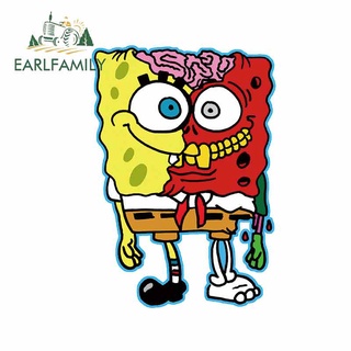 Earlfamily สติกเกอร์ไวนิล ลาย SpongeBob 3D 13 ซม. x 9.1 ซม. สําหรับติดตกแต่งรถยนต์