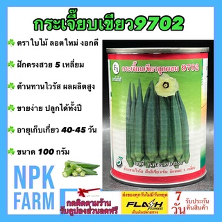 กระเจี๊ยบเขียว 100 กรัม ตราใบไม้ ลอตใหม่ งอกดี ฝักตรงสวย 5 เหลี่ยม สีเขียวเข้ม ต้านทานไวรัส ทรงพุ่ม ปลูกได้ตลอดปี