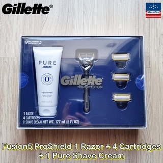 Gillette® Premium Edition Fusion5 ProShield 1 Razor + 4 Cartridges + 1 Pure Shave Cream ยิลเลตต์ ชุดมีดโกน + ครีมโกนหนวด