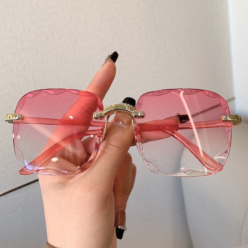 New Oversized Rimless Gradient Multicolor Sunglasses Top Brand Designer ...