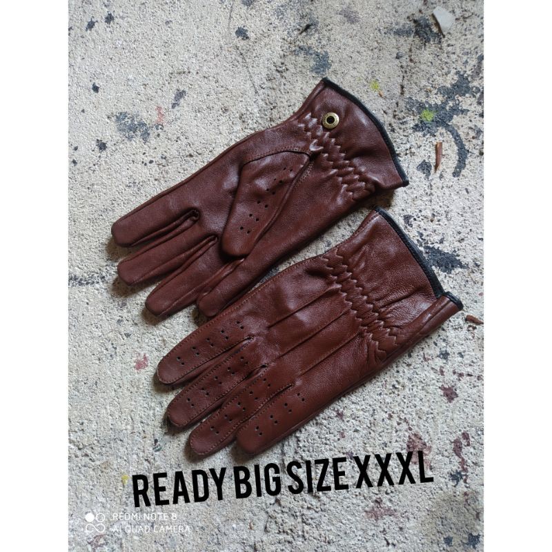 ถุงมือมอเตอร์ไซค์หนังแท้ vespa japstyle moge พร้อม ไซส์ใหญ่ XXL
